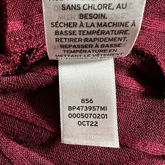 BP Nordstrom Womens Ribbed Lightweight Robe with Waist Tie Belt Burgundy XS Cozy - Picture 11 of 11